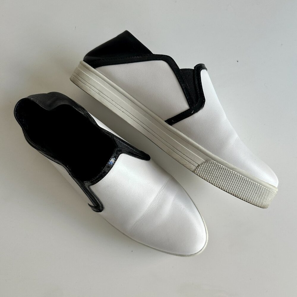 Pedder Red White Leather Slip Ons